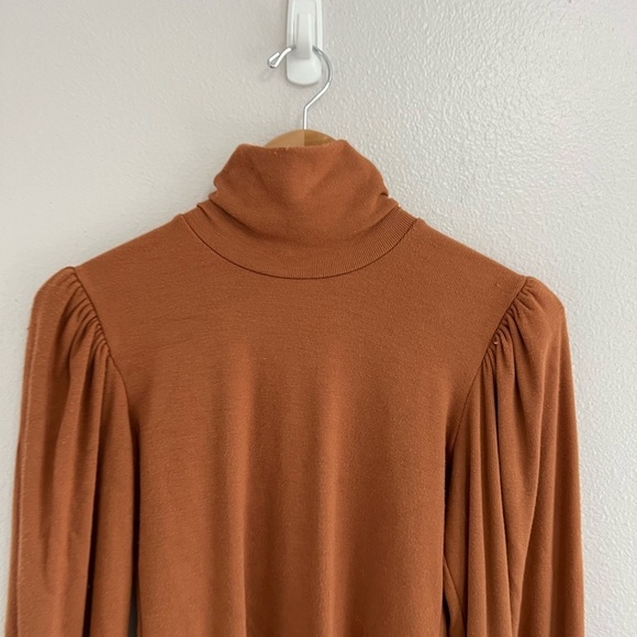 Rachel Pally Luxe Rib Eloise Turtleneck Bodysuit In Brass L - Picture 11 of 11